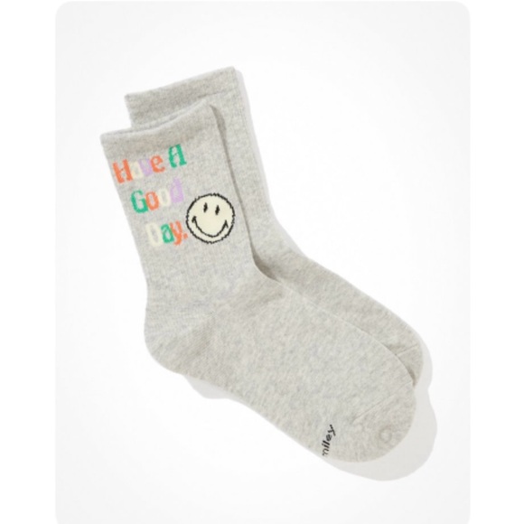 American Eagle AE Have a Good Day & Flower Smiley® Colorful ‘90s Crew Socks Set - Picture 7 of 15